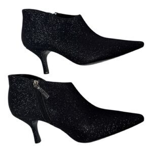 Nina New York Black Pointed Toe Glitter Booties. Size 7.5